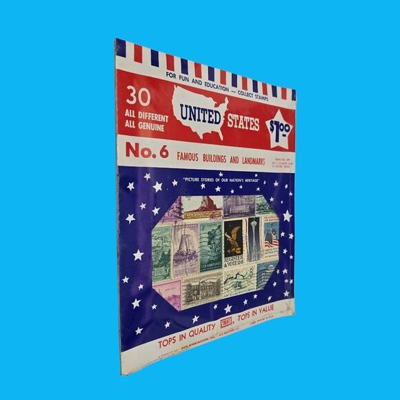 Vintage US Stamp Starter Collection Hirschhorn Bundle with Patriotic Stickers - Picture 6 of 12